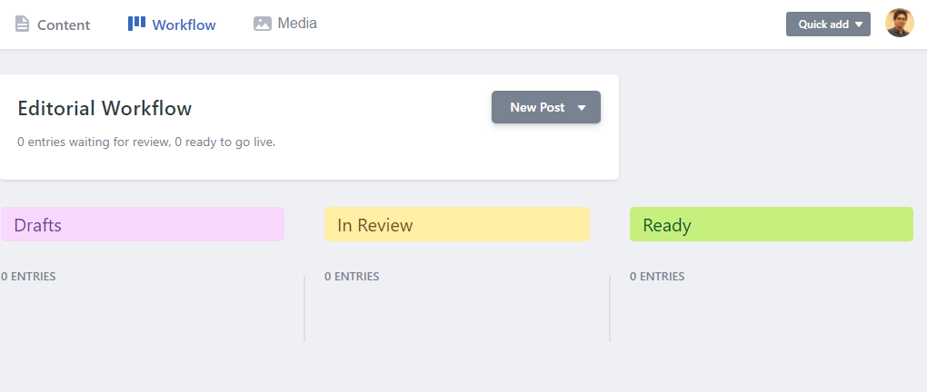 Editorial Workflow Page