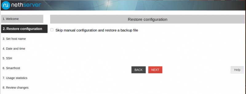 Figure 2: You can restore Nethserver from a backup file